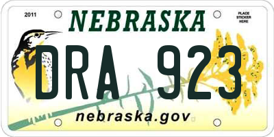 NE license plate DRA923