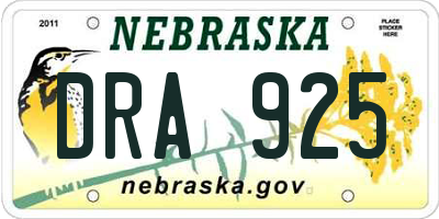NE license plate DRA925