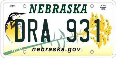 NE license plate DRA931