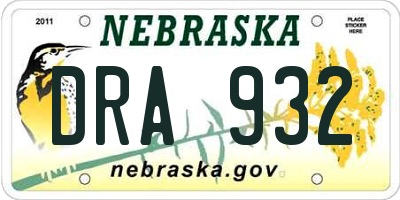 NE license plate DRA932