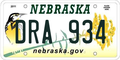 NE license plate DRA934
