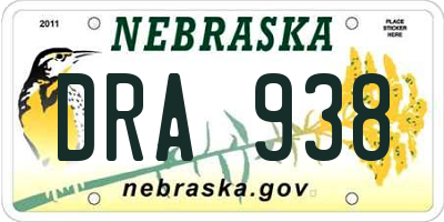 NE license plate DRA938