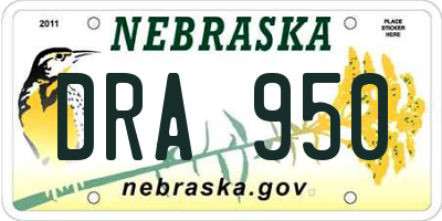 NE license plate DRA950