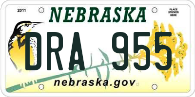 NE license plate DRA955