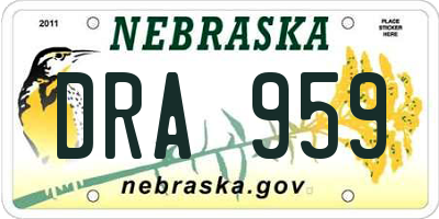 NE license plate DRA959