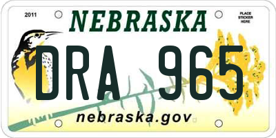 NE license plate DRA965