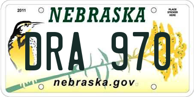 NE license plate DRA970