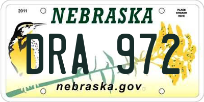 NE license plate DRA972