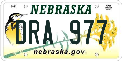 NE license plate DRA977