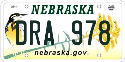 NE license plate DRA978