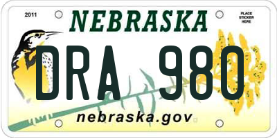NE license plate DRA980