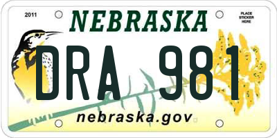 NE license plate DRA981
