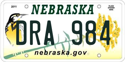 NE license plate DRA984