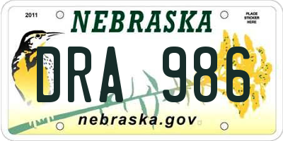 NE license plate DRA986