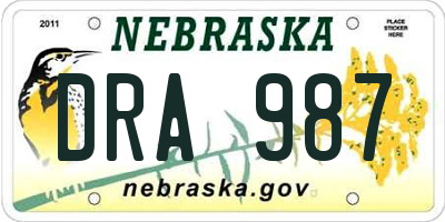 NE license plate DRA987