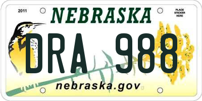 NE license plate DRA988