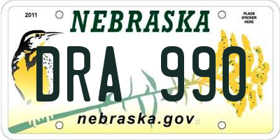 NE license plate DRA990