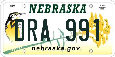 NE license plate DRA991