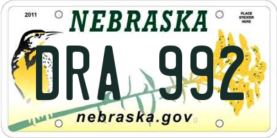 NE license plate DRA992