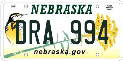 NE license plate DRA994