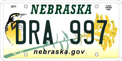 NE license plate DRA997