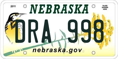 NE license plate DRA998