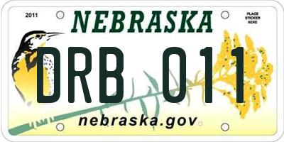NE license plate DRB011