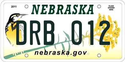 NE license plate DRB012