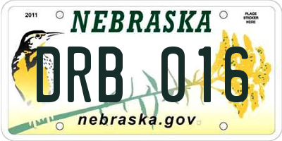 NE license plate DRB016