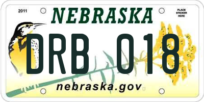 NE license plate DRB018