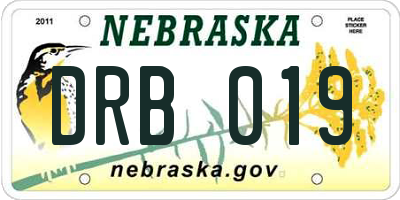NE license plate DRB019