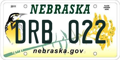 NE license plate DRB022
