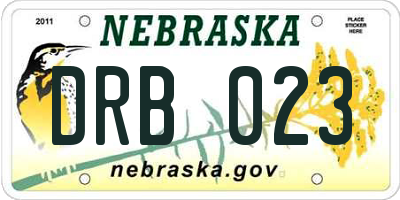 NE license plate DRB023