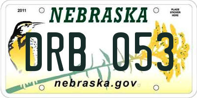 NE license plate DRB053
