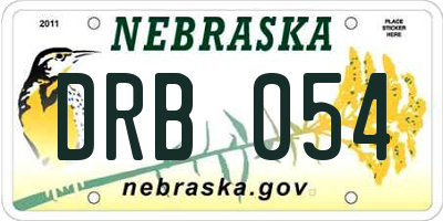 NE license plate DRB054