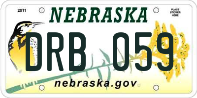 NE license plate DRB059