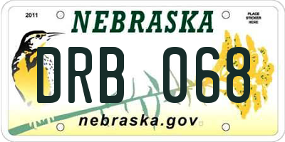 NE license plate DRB068