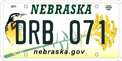NE license plate DRB071