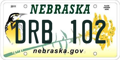 NE license plate DRB102