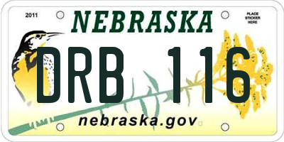 NE license plate DRB116