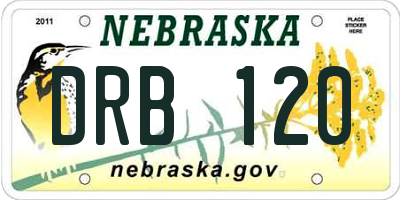 NE license plate DRB120