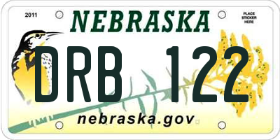 NE license plate DRB122