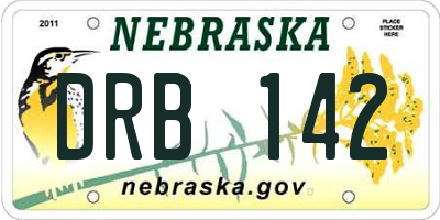 NE license plate DRB142