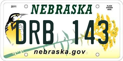 NE license plate DRB143