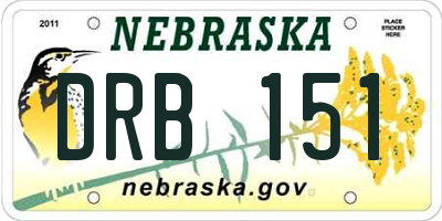 NE license plate DRB151