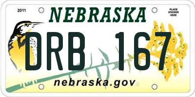 NE license plate DRB167