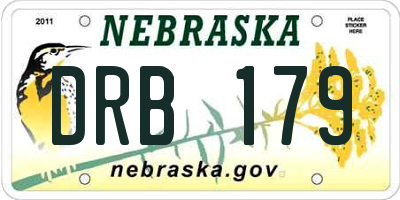 NE license plate DRB179