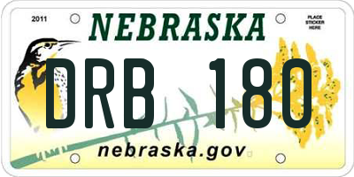 NE license plate DRB180