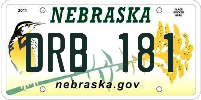 NE license plate DRB181