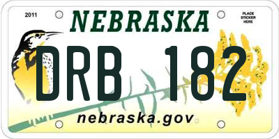 NE license plate DRB182